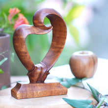 Load image into Gallery viewer, Romantic Wood Sculpture - Heart Bond | NOVICA
