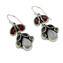 Load image into Gallery viewer, Sterling Silver and Multigem Earrings from India - Rainbow | NOVICA
