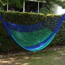 Load image into Gallery viewer, Handcrafted Cotton Striped Rope Hammock (Single) - Ocean Dreams | NOVICA
