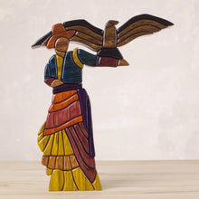 Load image into Gallery viewer, Cedar and Mahogany Sculpture Handmade Peru - The Woman and the Condor | NOVICA
