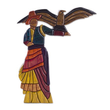 Load image into Gallery viewer, Cedar and Mahogany Sculpture Handmade Peru - The Woman and the Condor | NOVICA
