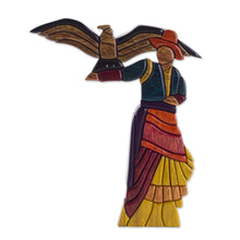Load image into Gallery viewer, Cedar and Mahogany Sculpture Handmade Peru - The Woman and the Condor | NOVICA
