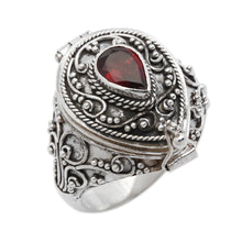 Load image into Gallery viewer, Handcrafted Sterling Silver and Garnet Locket Ring - Secret Love | NOVICA
