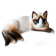 Load image into Gallery viewer, Wood statuette - Thoughtful Cat | NOVICA
