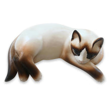 Load image into Gallery viewer, Wood statuette - Thoughtful Cat | NOVICA
