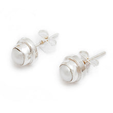 Load image into Gallery viewer, Sterling Silver Pearl Stud Earrings - Brilliant Moon | NOVICA
