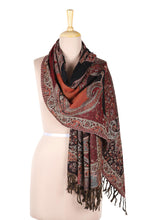 Load image into Gallery viewer, Indian Jamawar Wool Shawl with Paisley Motifs - Himalayan Heirloom | NOVICA
