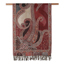 Load image into Gallery viewer, Indian Jamawar Wool Shawl with Paisley Motifs - Himalayan Heirloom | NOVICA
