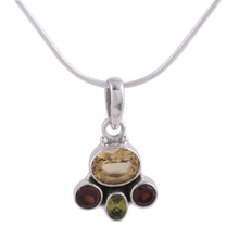 Load image into Gallery viewer, Handcrafted Sterling Silver Multigem Necklace - Cosmic Harmony | NOVICA
