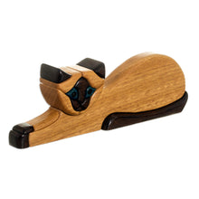 Load image into Gallery viewer, Artisan Crafted Peruvian Wood Cat Sculpture - Siamese Cat | NOVICA
