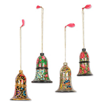 Load image into Gallery viewer, Wood ornaments (Large, Set of 4) - Holiday Melody | NOVICA
