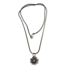 Load image into Gallery viewer, Blue Topaz and Sterling Silver Pendant Necklace - Sacred Blue Lotus | NOVICA
