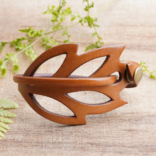 Load image into Gallery viewer, Brown Leather Wristband Bracelet - Lucky Leaf | NOVICA
