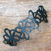 Load image into Gallery viewer, Floral Leather Wristband Bracelet - Dark Teal Petals | NOVICA
