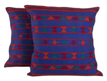 Load image into Gallery viewer, Hand Crafted Cotton Patterned Cushion Cover (Pair) - Desert Sapphire | NOVICA
