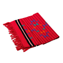 Load image into Gallery viewer, Cotton Table Runner Red Handmade India - Festive Constellations | NOVICA
