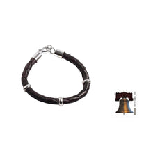 Load image into Gallery viewer, Collectible Men&#39;s Leather and Silver Wristband Bracelet - Bold Black | NOVICA
