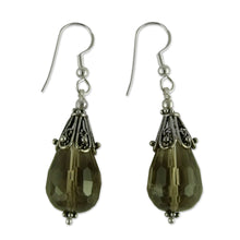 Load image into Gallery viewer, Smoky quartz dangle earrings - Rajasthan Melody | NOVICA
