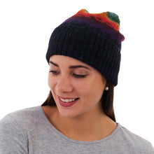 Load image into Gallery viewer, Handmade Alpaca Wool Striped Hat from Peru - Andean Twilight | NOVICA
