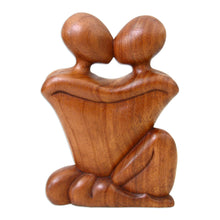 Load image into Gallery viewer, Romantic Wood Sculpture - Kissing | NOVICA
