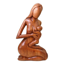 Load image into Gallery viewer, Hand Carved Suar Wood Sculpture - Mother and Her Child | NOVICA
