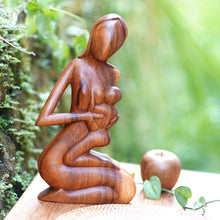 Load image into Gallery viewer, Hand Carved Suar Wood Sculpture - Mother and Her Child | NOVICA
