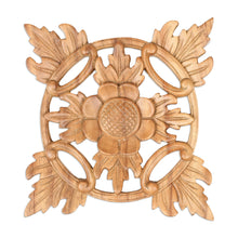 Load image into Gallery viewer, Hand Carved Wood Wall Panel - Sunflower Star | NOVICA
