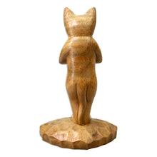 Load image into Gallery viewer, Hand Crafted Wood Sculpture - Cat Gives Thanks | NOVICA
