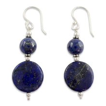 Load image into Gallery viewer, Lapis Lazuli Dangle Earrings from India - Bihar Moons | NOVICA
