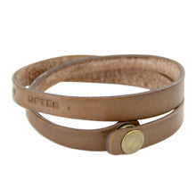 Load image into Gallery viewer, Unique Inspirational Leather Wrap Bracelet - Live Fully in Brown | NOVICA

