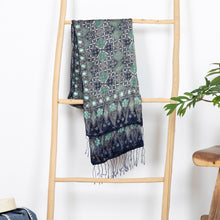 Load image into Gallery viewer, Fair Trade Batik Silk Patterned Blue Shawl - Java Starlight | NOVICA
