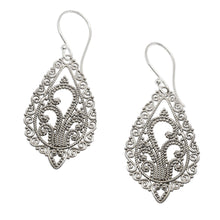 Load image into Gallery viewer, Handcrafted Floral Sterling Silver Dangle Earrings - Fern Flowers | NOVICA
