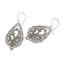 Load image into Gallery viewer, Handcrafted Floral Sterling Silver Dangle Earrings - Fern Flowers | NOVICA
