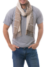 Load image into Gallery viewer, Hand Crafted Men&#39;s Alpaca Wool Patterned Scarf - Nazca Warmth | NOVICA
