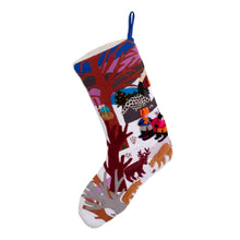 Load image into Gallery viewer, Applique Christmas stocking - Winter Wonderland | NOVICA
