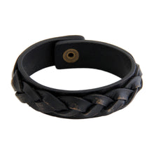 Load image into Gallery viewer, Men's Unique Leather Wristband Bracelet - Java Journeys | NOVICA
