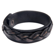 Load image into Gallery viewer, Men's Unique Leather Wristband Bracelet - Java Journeys | NOVICA

