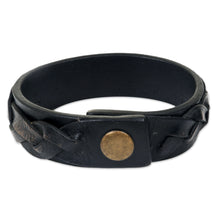 Load image into Gallery viewer, Men's Unique Leather Wristband Bracelet - Java Journeys | NOVICA
