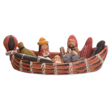 Load image into Gallery viewer, Peruvian Nativity Scene Ceramic Sculpture - Born in a Canoe | NOVICA
