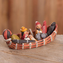 Load image into Gallery viewer, Peruvian Nativity Scene Ceramic Sculpture - Born in a Canoe | NOVICA
