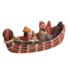 Load image into Gallery viewer, Peruvian Nativity Scene Ceramic Sculpture - Born in a Canoe | NOVICA
