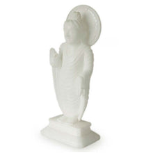Load image into Gallery viewer, Buddhism White Marble Sculpture from India - Buddha's Blessing of Peace | NOVICA
