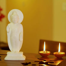 Load image into Gallery viewer, Buddhism White Marble Sculpture from India - Buddha's Blessing of Peace | NOVICA
