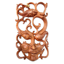 Load image into Gallery viewer, Modern Wood Mask from Indonesia - Sensuous Dreams | NOVICA
