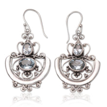 Load image into Gallery viewer, Handcrafted Blue Topaz and Silver Dangle Earrings - Balinese Goddess | NOVICA
