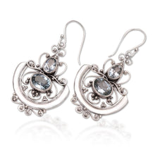 Load image into Gallery viewer, Handcrafted Blue Topaz and Silver Dangle Earrings - Balinese Goddess | NOVICA
