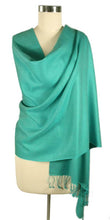 Load image into Gallery viewer, Artisan Crafted Wool Silk Shawl - Extravagant Aqua | NOVICA
