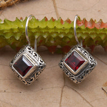 Load image into Gallery viewer, Sterling Silver and Garnet Drop Earrings - Ubud Goddess | NOVICA
