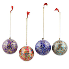 Load image into Gallery viewer, Handcrafted Christmas Papier Mache Ornaments (Set of 4) - Mughal Celebration | NOVICA
