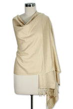Load image into Gallery viewer, Wool and silk shawl - Peach Elegance | NOVICA
